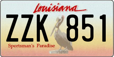LA license plate ZZK851