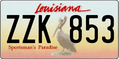 LA license plate ZZK853