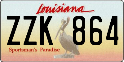 LA license plate ZZK864