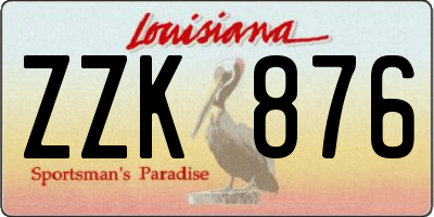 LA license plate ZZK876