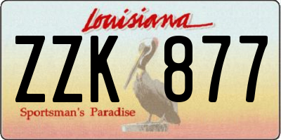 LA license plate ZZK877