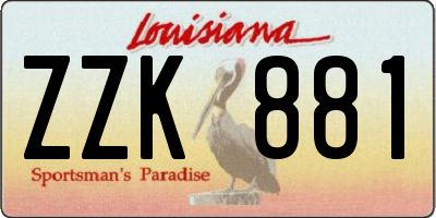 LA license plate ZZK881