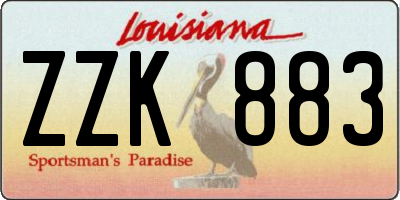 LA license plate ZZK883
