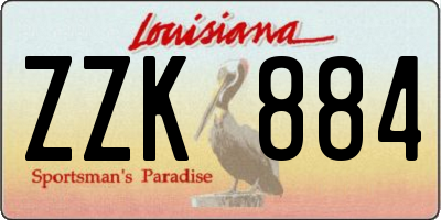 LA license plate ZZK884