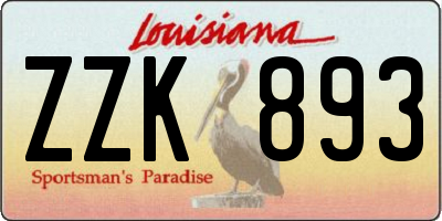 LA license plate ZZK893