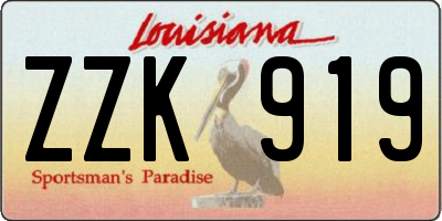 LA license plate ZZK919