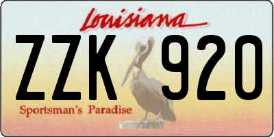 LA license plate ZZK920