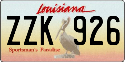 LA license plate ZZK926