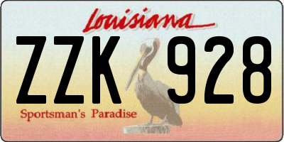 LA license plate ZZK928