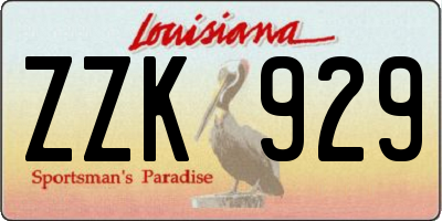 LA license plate ZZK929