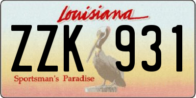 LA license plate ZZK931