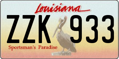 LA license plate ZZK933