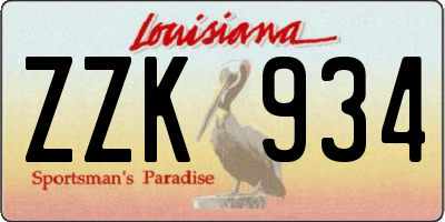 LA license plate ZZK934