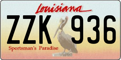 LA license plate ZZK936