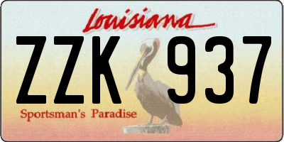 LA license plate ZZK937