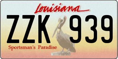 LA license plate ZZK939