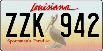 LA license plate ZZK942