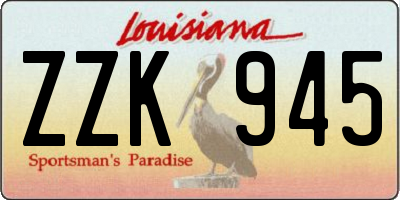 LA license plate ZZK945