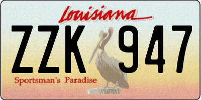 LA license plate ZZK947