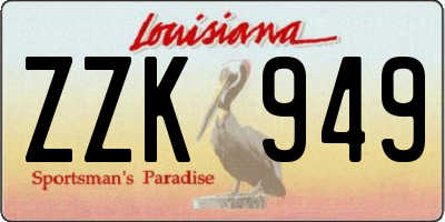 LA license plate ZZK949