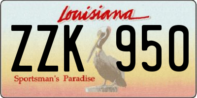 LA license plate ZZK950