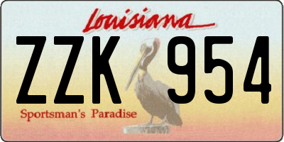 LA license plate ZZK954