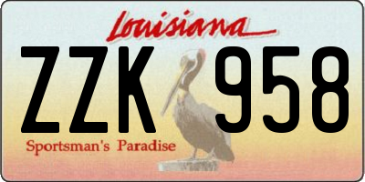LA license plate ZZK958