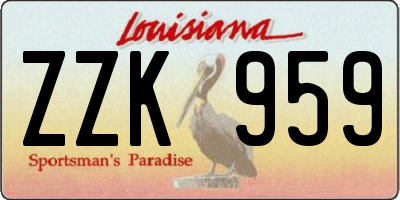 LA license plate ZZK959