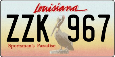 LA license plate ZZK967