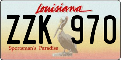 LA license plate ZZK970