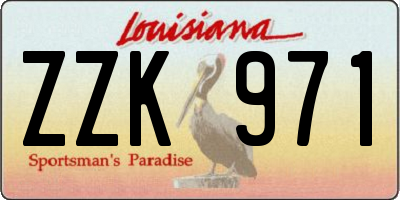 LA license plate ZZK971