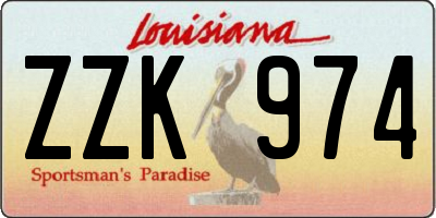 LA license plate ZZK974