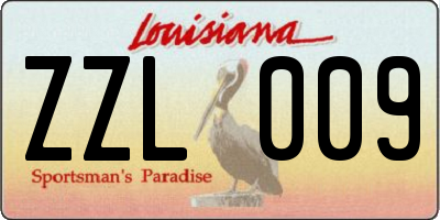 LA license plate ZZL009
