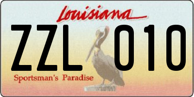 LA license plate ZZL010