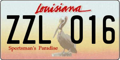 LA license plate ZZL016