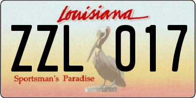 LA license plate ZZL017