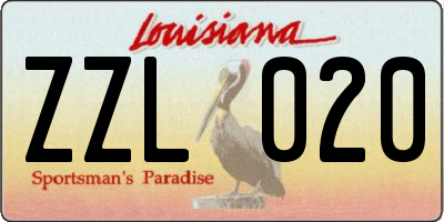 LA license plate ZZL020