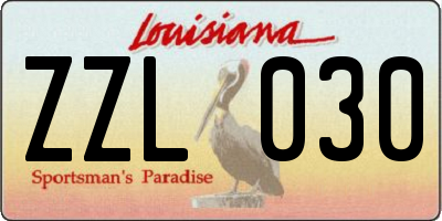 LA license plate ZZL030