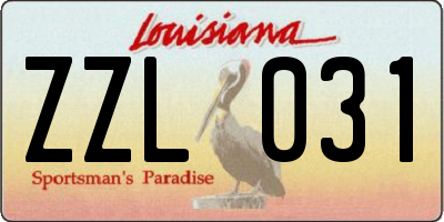 LA license plate ZZL031