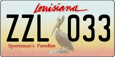 LA license plate ZZL033