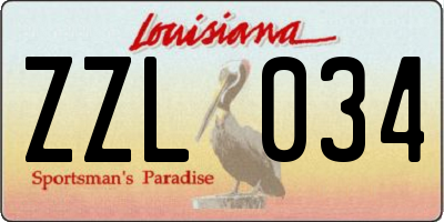 LA license plate ZZL034