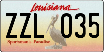 LA license plate ZZL035