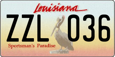 LA license plate ZZL036