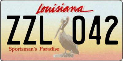 LA license plate ZZL042