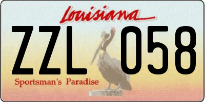 LA license plate ZZL058