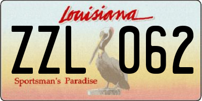 LA license plate ZZL062