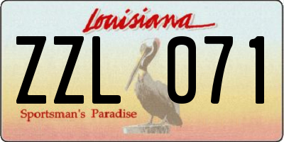 LA license plate ZZL071