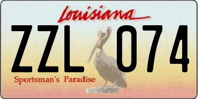 LA license plate ZZL074