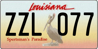 LA license plate ZZL077