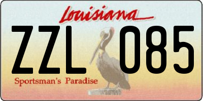 LA license plate ZZL085
